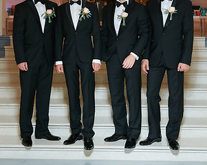 Image showing Groom With Best Man And Groomsmen At Wedding