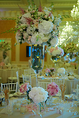 Image showing Table set for wedding or another catered event dinner