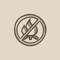 Image showing No fire sign sketch icon.