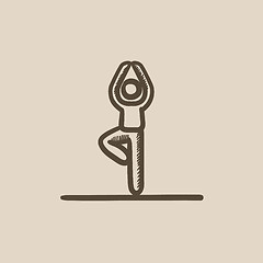 Image showing Man practicing yoga sketch icon.