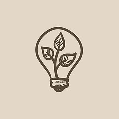 Image showing Lightbulb and plant inside sketch icon.