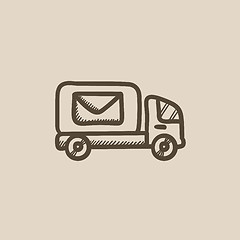 Image showing Mail van sketch icon.