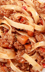 Image showing spaghetti pasta with tomato beef sauce