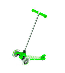 Image showing children green scooter isolated on white.