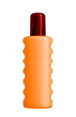 Image showing Bottle of sunscreen isolated over the white background