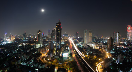 Image showing City panorama of Bangkok at night, Thailand