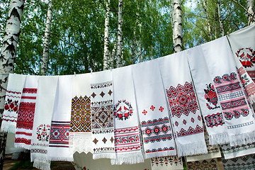 Image showing Ukrainian towels with birch trees