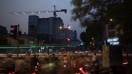 Image showing Transport on the roads of evening Hanoi, Vietnam