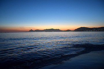 Image showing Colored sunset on the beach in Rio de Janeiro