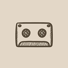 Image showing Cassette tape sketch icon.