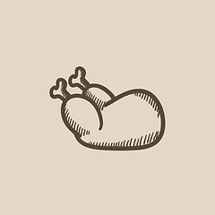 Image showing Raw chicken sketch icon.