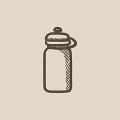 Image showing Sport water bottle sketch icon.
