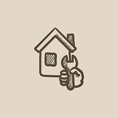 Image showing House repair sketch icon.