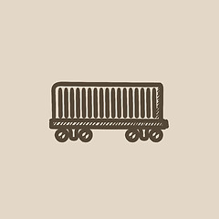 Image showing Cargo wagon sketch icon.