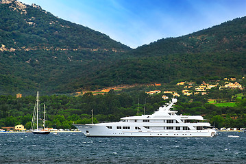 Image showing Luxury yacht at the coast of French Riviera