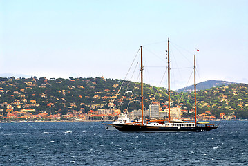 Image showing Luxury yacht at the coast of French Riviera