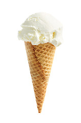 Image showing Vanilla ice cream in a sugar cone