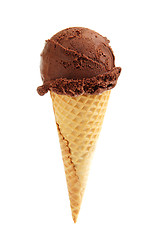 Image showing Chocolate ice cream in a sugar cone