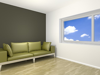 Image showing room with a green sofa