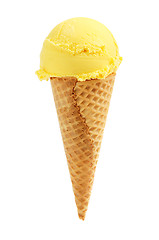 Image showing Banana ice cream in a sugar cone