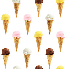 Image showing Seamless background of ice cream cones