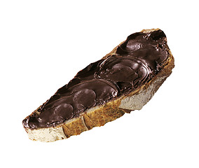 Image showing slice of bread with choco paste isolated