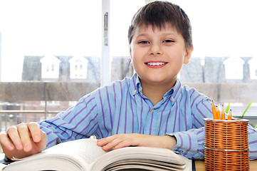 Image showing School boy studying