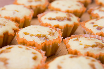 Image showing Freshly baked muffins stuffed with caramelized milk closeup