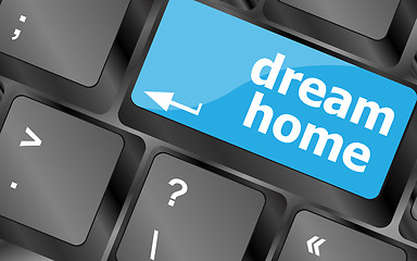 Image showing Computer keyboard with dream home key - technology background. Keyboard keys icon button vector