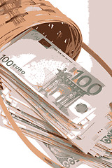 Image showing european money on wooden basket vector illustration