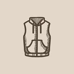 Image showing Vest down jacket sketch icon.