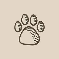 Image showing Paw print sketch icon.