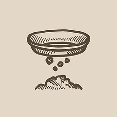 Image showing Bowl for sifting gold sketch icon.