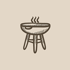 Image showing Kettle barbecue grill sketch icon.