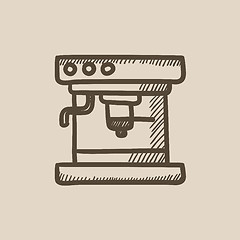 Image showing Coffee maker sketch icon.