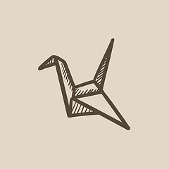 Image showing Origami bird sketch icon.