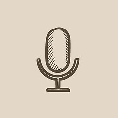 Image showing Retro microphone sketch icon.