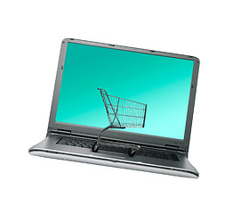 Image showing Shopping Cart and Computer keyboard