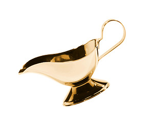 Image showing Old-fashioned antique precious golden sauce boat