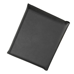 Image showing Black, leather, personal organizer on a white background