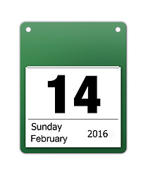 Image showing calendar icon for valentines day on 14th February