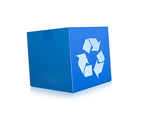Image showing blue box represents recycling isolated on white