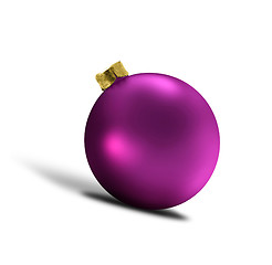 Image showing glittering purple christmas bauble over white