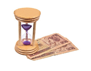 Image showing Hour Glass with old money