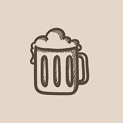 Image showing Mug of beer sketch icon.