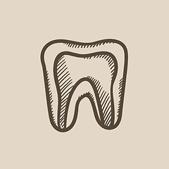 Image showing Molar tooth sketch icon.