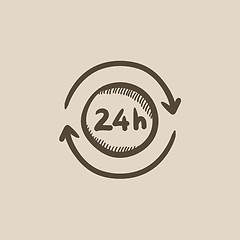 Image showing Service 24 hrs sketch icon.