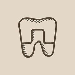 Image showing Crowned tooth sketch icon.