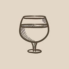 Image showing Glass of wine sketch icon.