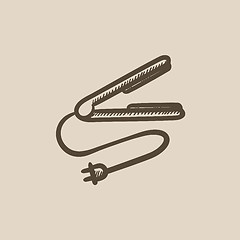 Image showing Hair straightener sketch icon.